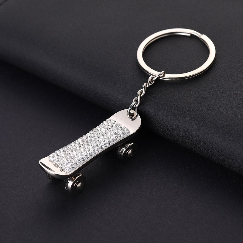 Wholesale Skateboard Style Diamond Car Metal Keychain